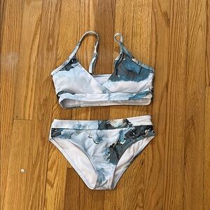 SHEIN Blue and White Kids Swim Bikini